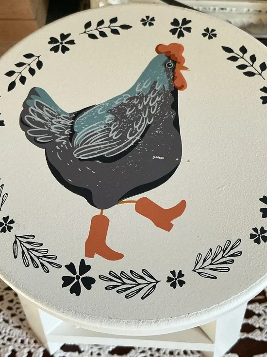 SOLD ❌Hand-Painted Farmhouse Chicken Mini Stool/Riser. Read - Picture 7 of 12